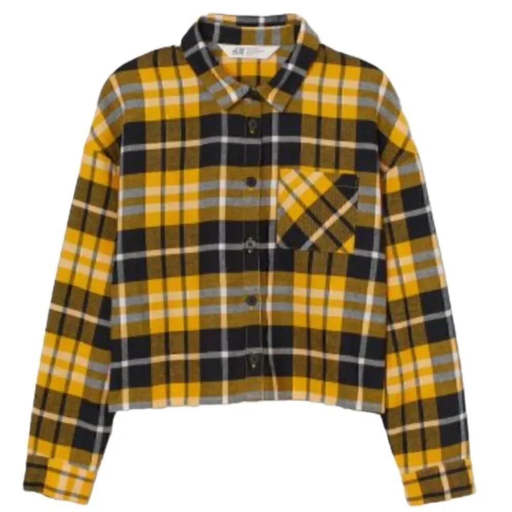 EC H&M OVERSIZED PLAID CROP TOP SZ. 14Y